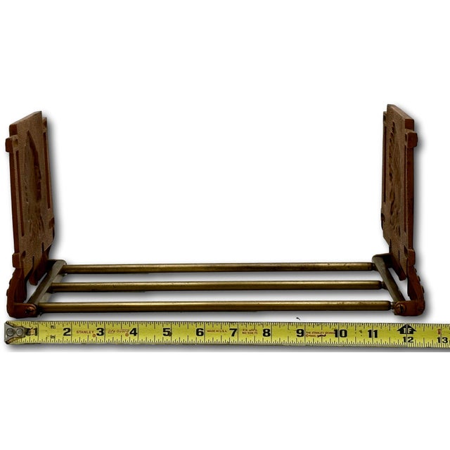 Unusual Antique 1910s Cast Iron American Indian Motif Telescoping Adjustable Size Bookend Rack With Nice Original Paint For Sale - Image 4 of 18
