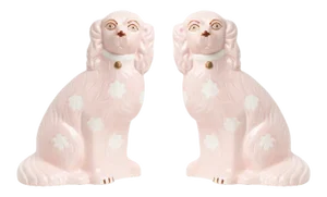 Pale Pink Staffordshire-Style Dogs - a Pair, Large