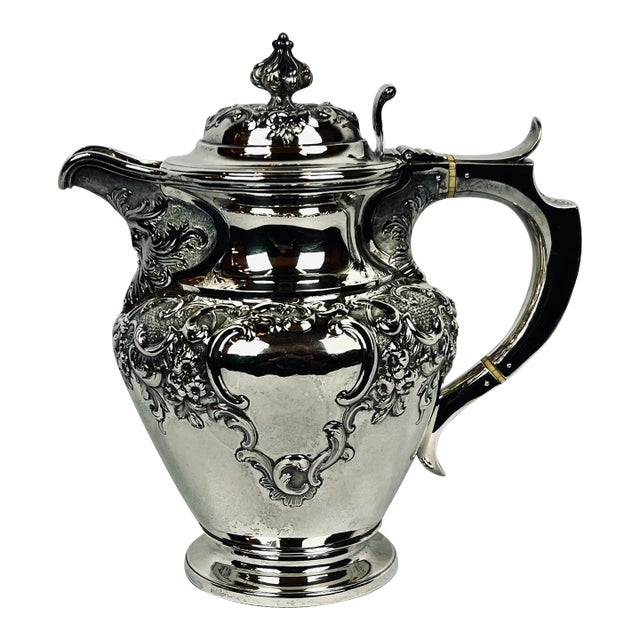 Repoussé Coffee Pot Made in Edinburgh, Scotland by James & William Marshall-1843 For Sale