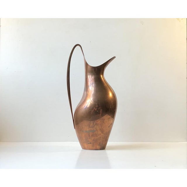 Vintage Copper Masterpiece Pitcher by Henning Koppel for Georg Jensen For Sale - Image 15 of 16