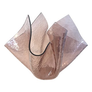 Large Rose Glass Cartoccio Vase in the style of Fontana Arte, Italy, 1980s For Sale