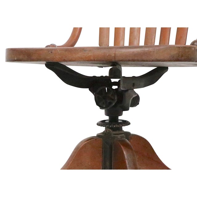 Wood Late 19th Century Victorian Oak Swivel Desk Chair For Sale - Image 7 of 14