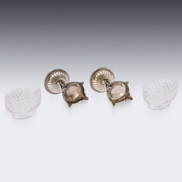 Metal 19th Century Victorian Silver & Glass Figural Salts from Elkington, 1896, Set of 2 For Sale - Image 7 of 18