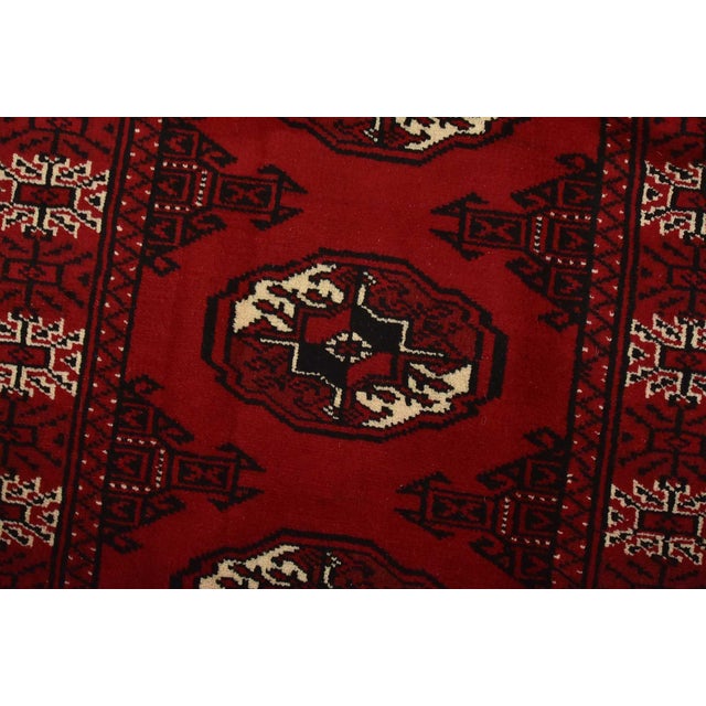 Turkmen Runner 2’7” X 9’6” Red Wool Vintage Tribal Hand-Knotted Oriental Rug For Sale - Image 4 of 11