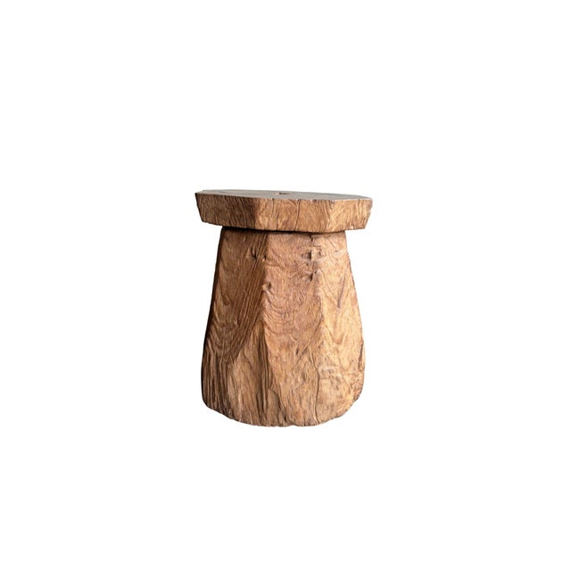 1970s 1970s Aged Javanese Teak Wood Side Table – Sculptural Organic Pedestal For Sale - Image 5 of 9