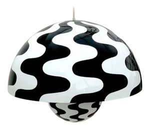 Mid 20th Century Flower Pot' Black & White Hanging Lamp by Verner Panton for Louis Poulsen, 1971