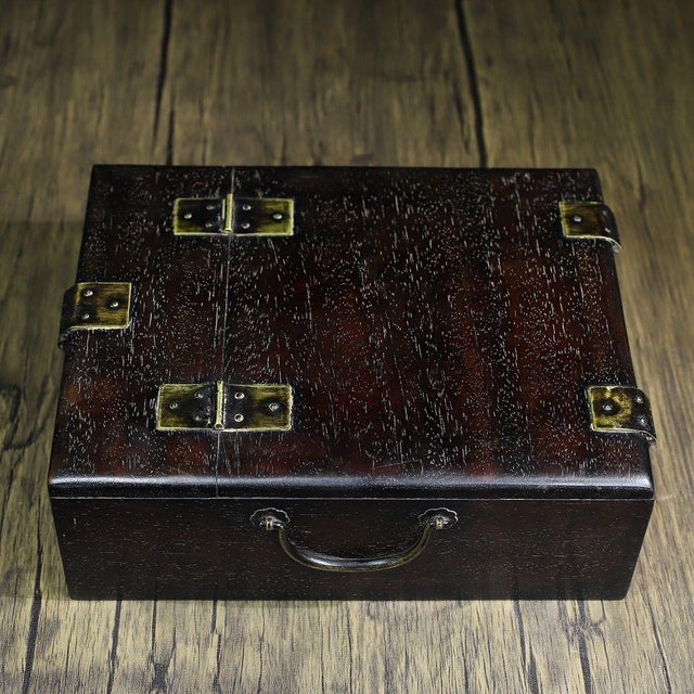 Huali Rosewood Folding Book Stand Box With Drawer For Sale - Image 10 of 10