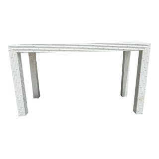 1970s Solid Wood True White Faux Bamboo 48" Parson Console For Sale