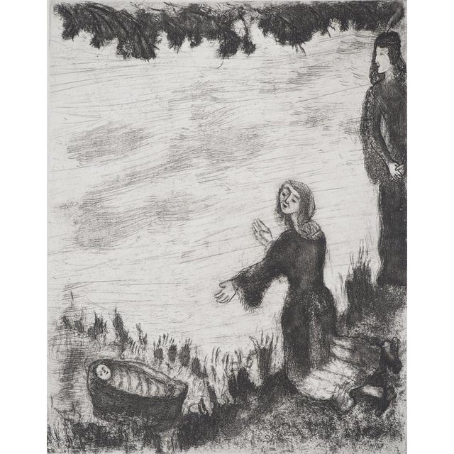 Modern Marc Chagall, Moses Saved from the Waters, Original Engraving For Sale - Image 3 of 6