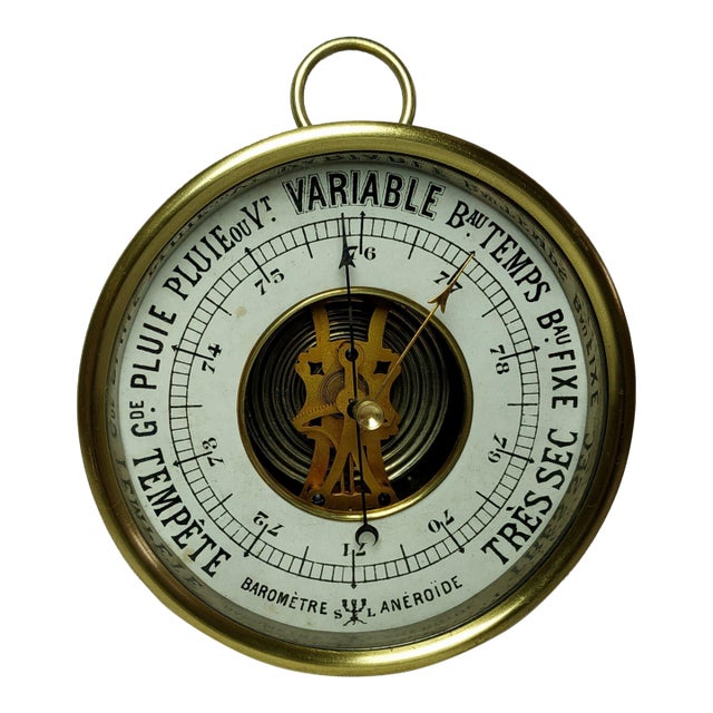 1901-1911 Small Desktop Aneroid Barometer With the Open Dial For Sale