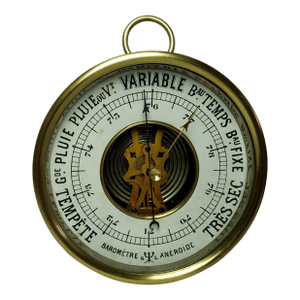 1901-1911 Small Desktop Aneroid Barometer With the Open Dial
