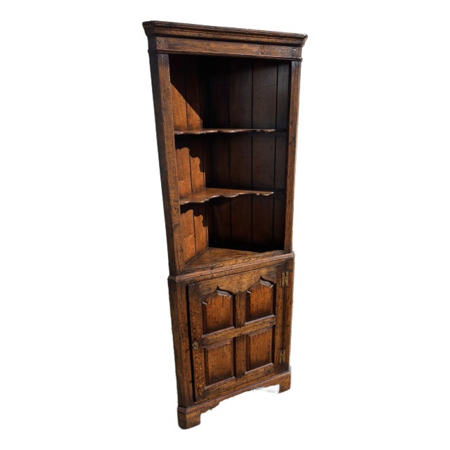Diminutive English Oak Corner Cupboard For Sale