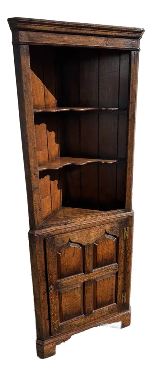 Diminutive English Oak Corner Cupboard
