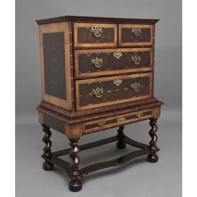 Early 20th Century Laburnam Oyster Chest on Stand in the Style of William & Mary, Set of 2 For Sale - Image 12 of 12