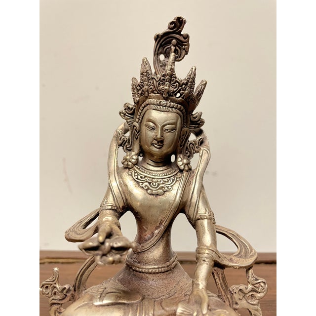 Indian Silvered Bronze Buddhist Deity Vajradhara Seated in Lotus Position For Sale - Image 10 of 12