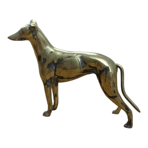 Vintage English Brass Whippet Dog