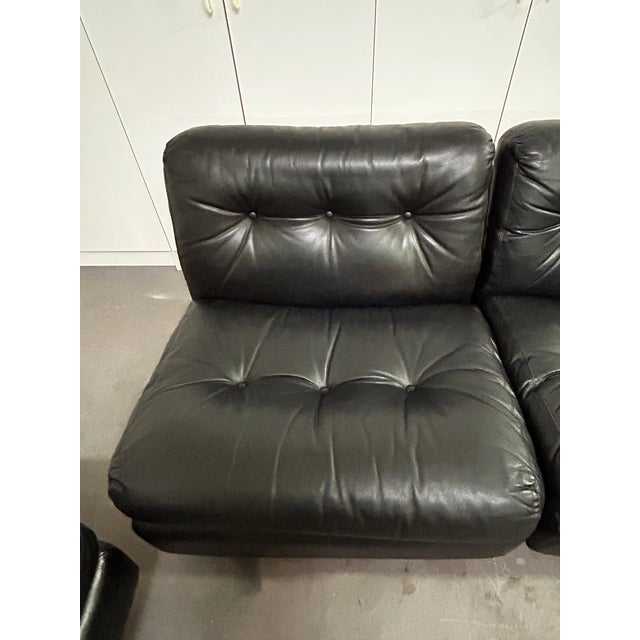 Circa 1970 Original Black Leather Amanta Lounge Chairs by Mario Bellini for C&b Italia For Sale - Image 10 of 18