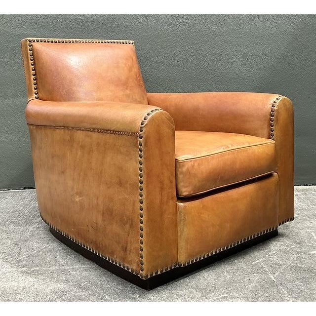Late 20th Century Vintage Ralph Lauren Nailhead Leather Club Chair For Sale - Image 5 of 12