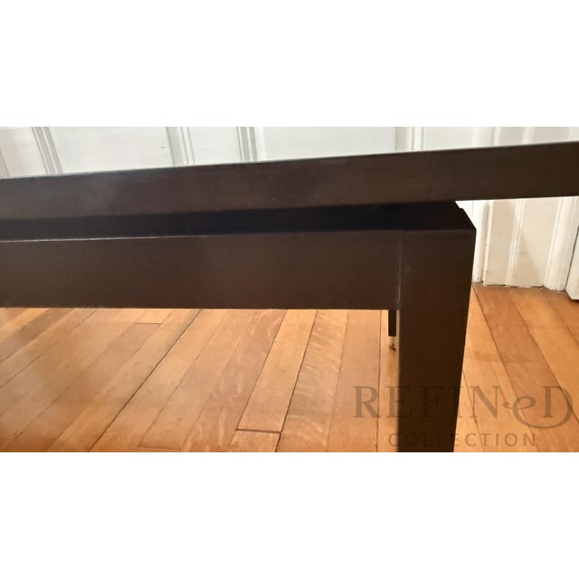 1960s Edward Wormley for Dunbar Laminate Top Coffee Table With Brass Sabots, 48” Mid-Century Modern For Sale - Image 13 of 16