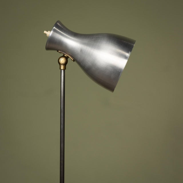 Model 57/416 Floor Lamp in Brass, Nickel-Plated Steel, and Aluminum by Dieter Schulz for Wohnbedarf AG, Switzerland, 1950s For Sale - Image 6 of 9