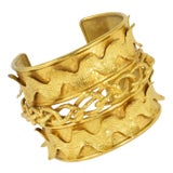 Mercedes Robirosa Gilded Baroque Cuff Bracelet with Carving For Sale