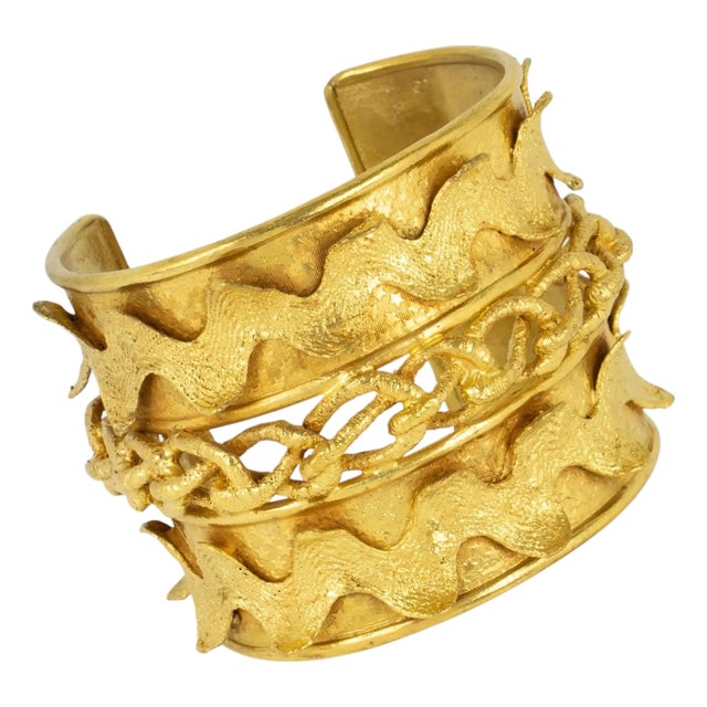 Mercedes Robirosa Gilded Baroque Cuff Bracelet with Carving For Sale
