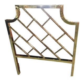 Vintage Chinese Chippendale Brass Twin Size Headboard For Sale