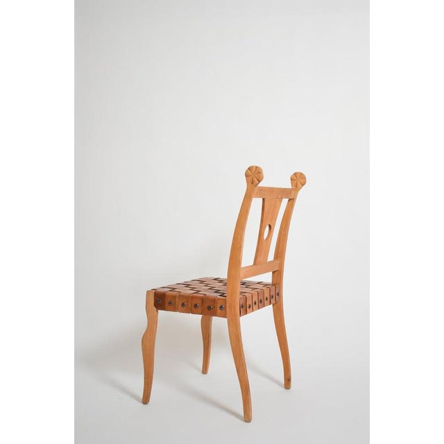 Etruscan Oak and Leather Chairs, 1970s., Set of 2 For Sale - Image 3 of 6