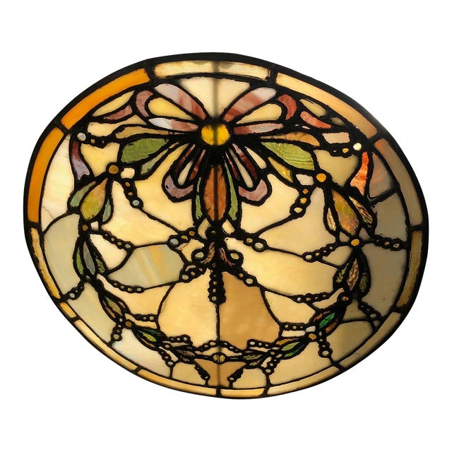American Victorian Leaded And Stained Glass Round Window Chairish