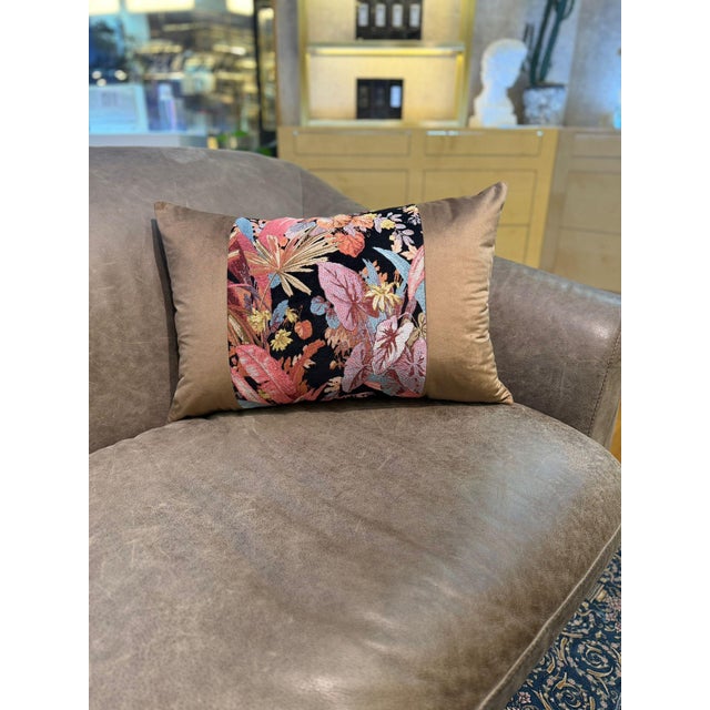 Tropical Mocha Velvet Cushion Cover For Sale - Image 4 of 16