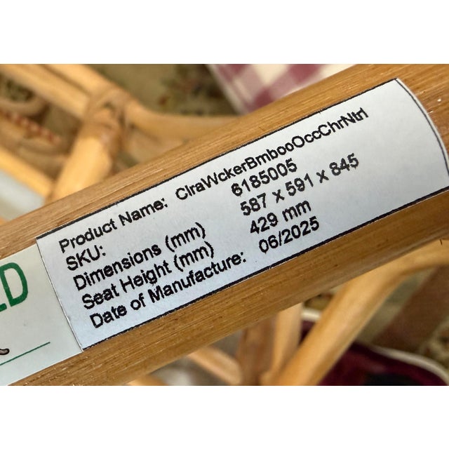 2020s GreenRow Clara Wicker Chair + Plaid Cushion For Sale - Image 5 of 12