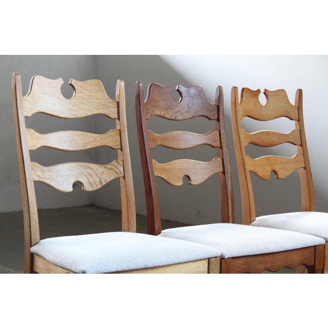 Vintage Danish Oak Razorblade Highback Chairs by H. Kjærnulf, 1960s, Set of 6 For Sale - Image 14 of 18