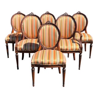 1960s Set of 6 Louis XVI Dining Room Chairs For Sale