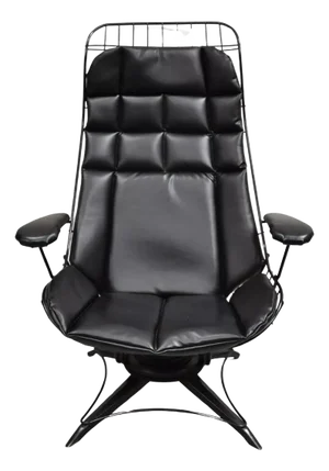 Mid 20th Century Vintage Mid Century Modern Homecrest Tall Swivel Wrought Iron Black Lounge Chair