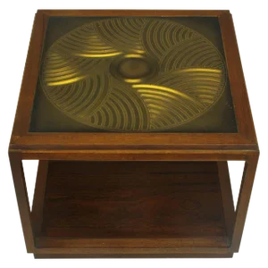 Bert England East Indian Laurel Side Table With Etched Brass Top for Baker