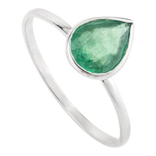 Pear Cut Statement Emerald Ring Size 7 For Sale