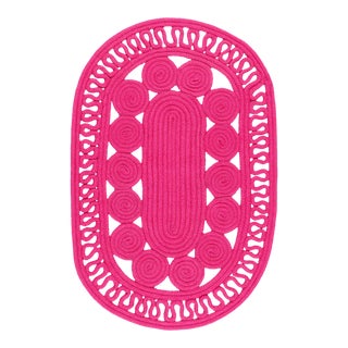 Dash & Albert by Annie Selke Reef Fuchsia Indoor/Outdoor Oval Rug, 2' x 3' For Sale