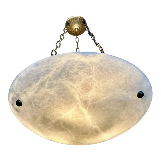 Large French Directoire Style Alabaster Chandelier Pendant Light For Sale