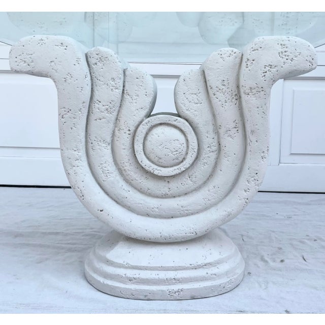 Art Deco 1980s Modern Sculptural Plaster and Glass Side Table For Sale - Image 3 of 11