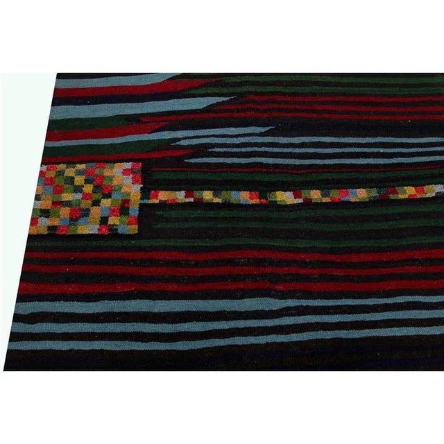 Green Handwoven Scandinavian Style Persian Kilim Area Rug - 4′5" × 5′9″ For Sale - Image 8 of 11