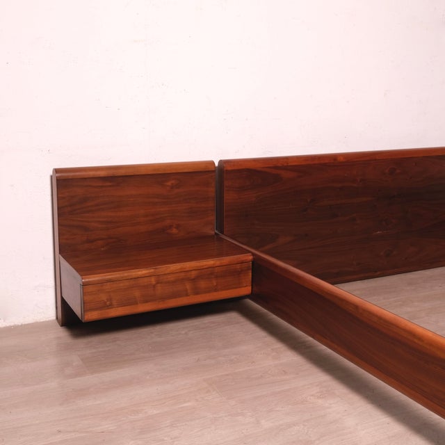 Brown Double Bed Frame in Walnut, 1980s For Sale - Image 8 of 18