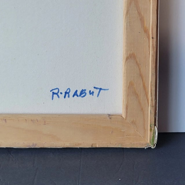 1990s Vintage Portrait "Woman in Red Dress" Expressionist Oil Painting by Rosemary Rabut Signed 18x24 For Sale - Image 5 of 5