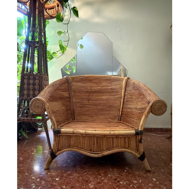 This exceptional set of three original Vivai del Sud armchairs, manufactured in Italy during the 1970s, represents one of...