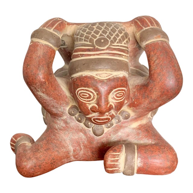 Vintage Central American Ceramic Figural Vase For Sale