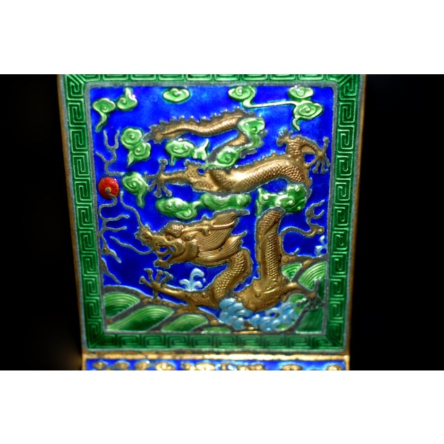 Pair 20th Century Chinese Enamel Dragon Bookends For Sale - Image 9 of 12