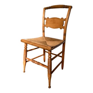 Rustic 19th Century Rush Seat Side Chair For Sale
