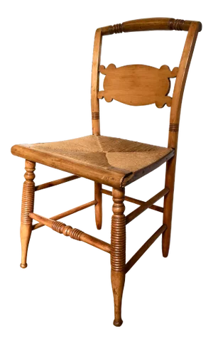 Rustic 19th Century Rush Seat Side Chair