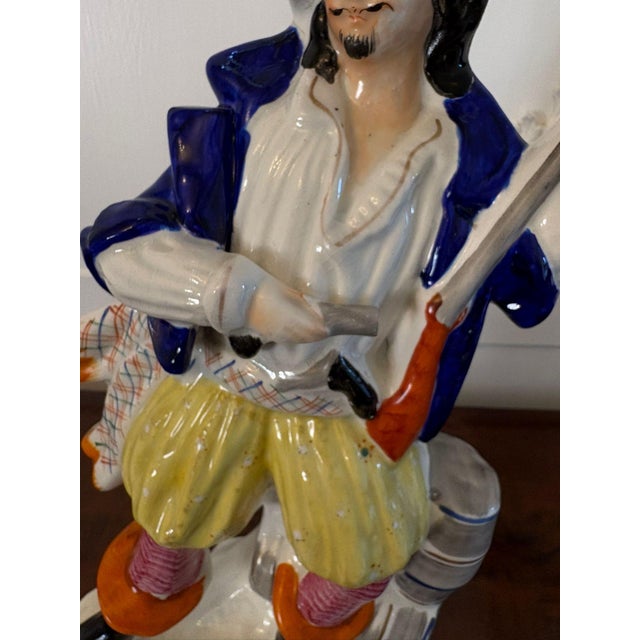 Large Antique Victorian Staffordshire Flatback Figure of Will Watch Smuggler, 1860s For Sale - Image 3 of 10