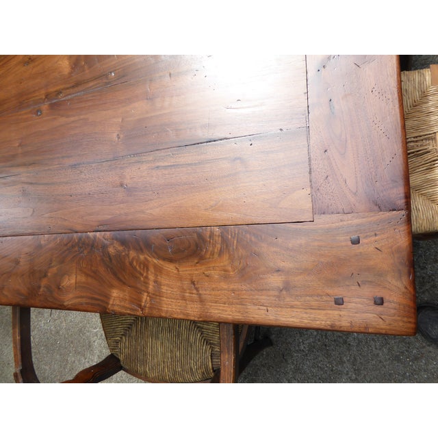 1940s Bold Walnut Country Tbl. Seat 8-12 For Sale - Image 4 of 14