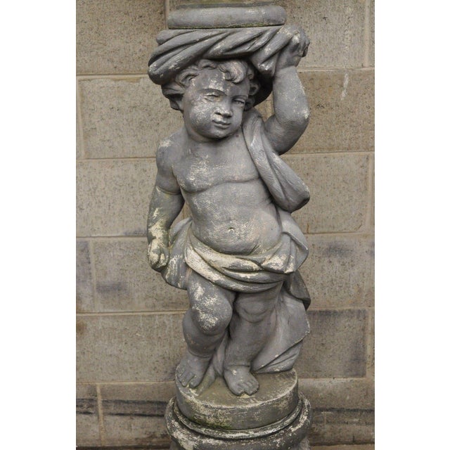 Classical Concrete Cherub Garden Pedestal Water Fountain Statue Chairish